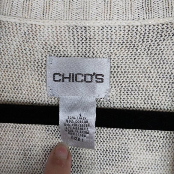 Chico's Metallic  Open Front Cardigan Brown Size 1 - Picture 3 of 10